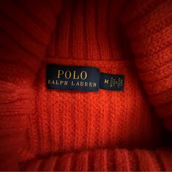 Polo Ralph Lauren Orange Turtleneck sweater - merino wool & cashmere sz Medium - Picture 3 of 3